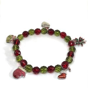 Artisan Christmas Charms Glass Beads Bracelet